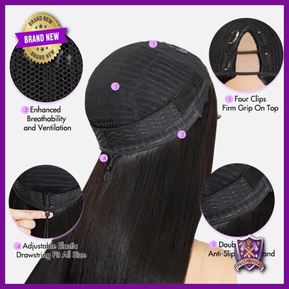 V Part Human Hair Wig 16in Burmese Curly 180% Density Glueless Clip In main image 6